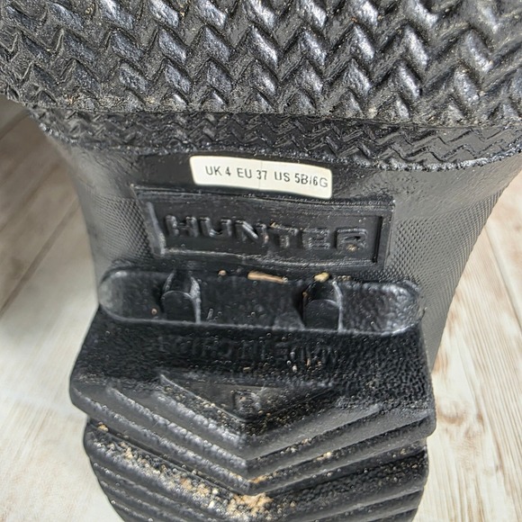 Hunter Women\'s Black Gloss Tall Rain Boots Waterproof Classic Style‎ Size 6